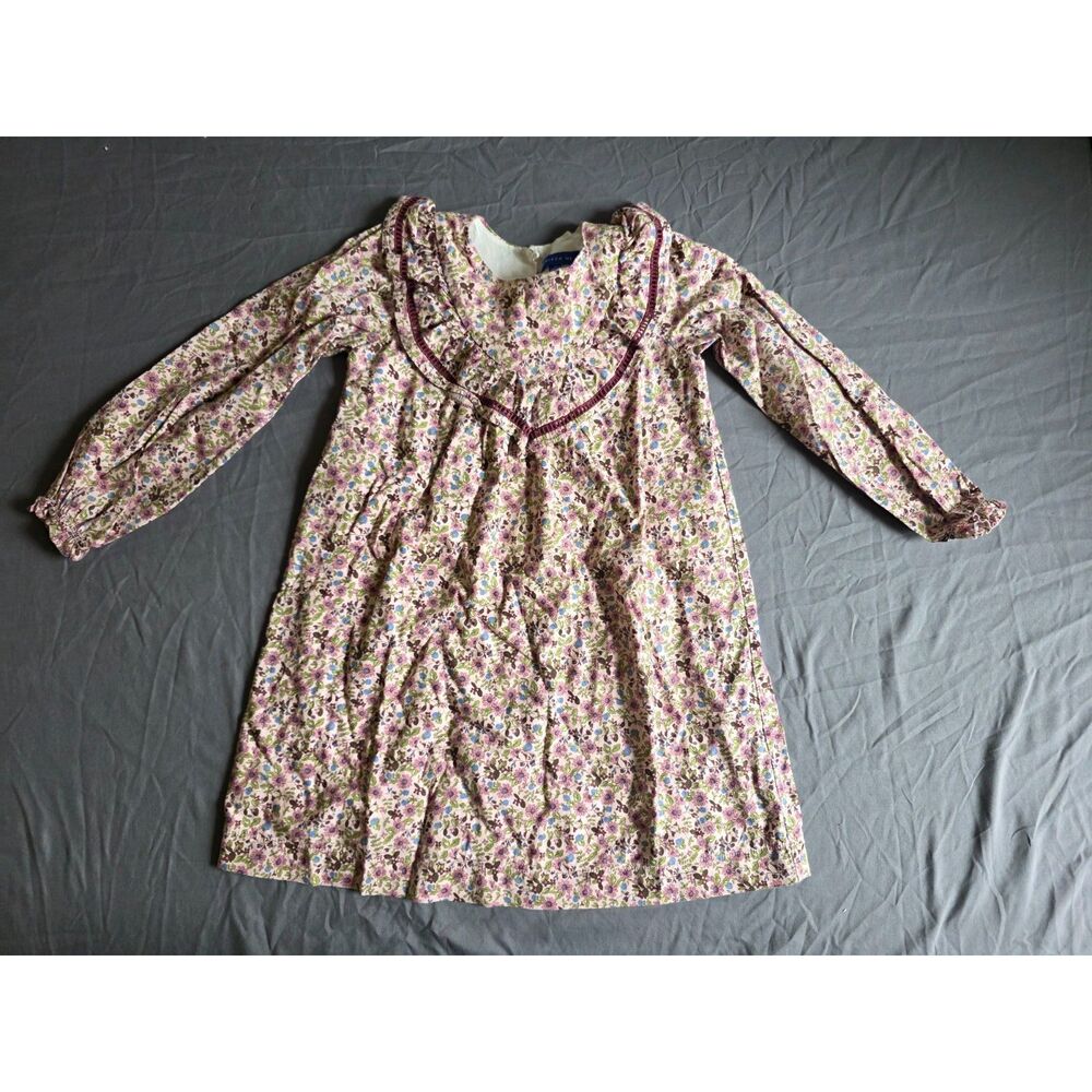 Maison Me Floral Ruffle Collar Long Sleeve Dress - Girls Size 7Y